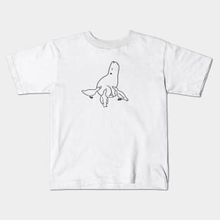 Capybara chilling with Ducks in dark ink Kids T-Shirt